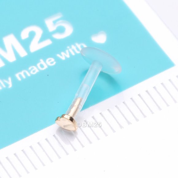 14 Karat Gold Heart Plate Top Bio-Flex Labret - Picture 2 of 2